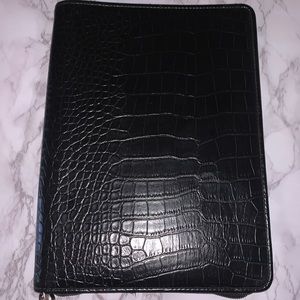 Croc Leather Planner Padfolio with Zipper